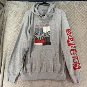 3Forty Mens Medium Hoodie Sweatshirt Gray Self Made Savage Graphic Cotton Blend